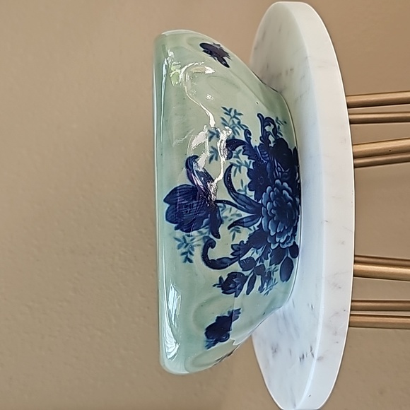 AAA Imports Ceramic Green Blue Floral Chinoiserie Style Planter Pot - Picture 5 of 12